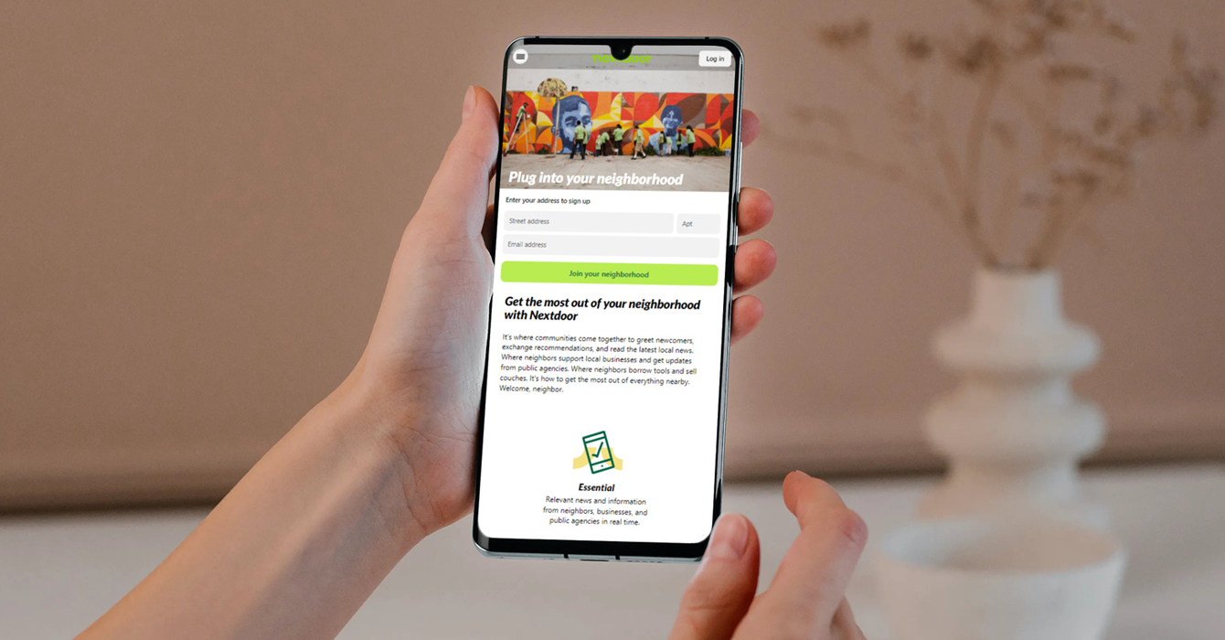 Cellphone showing the Nextdoor app