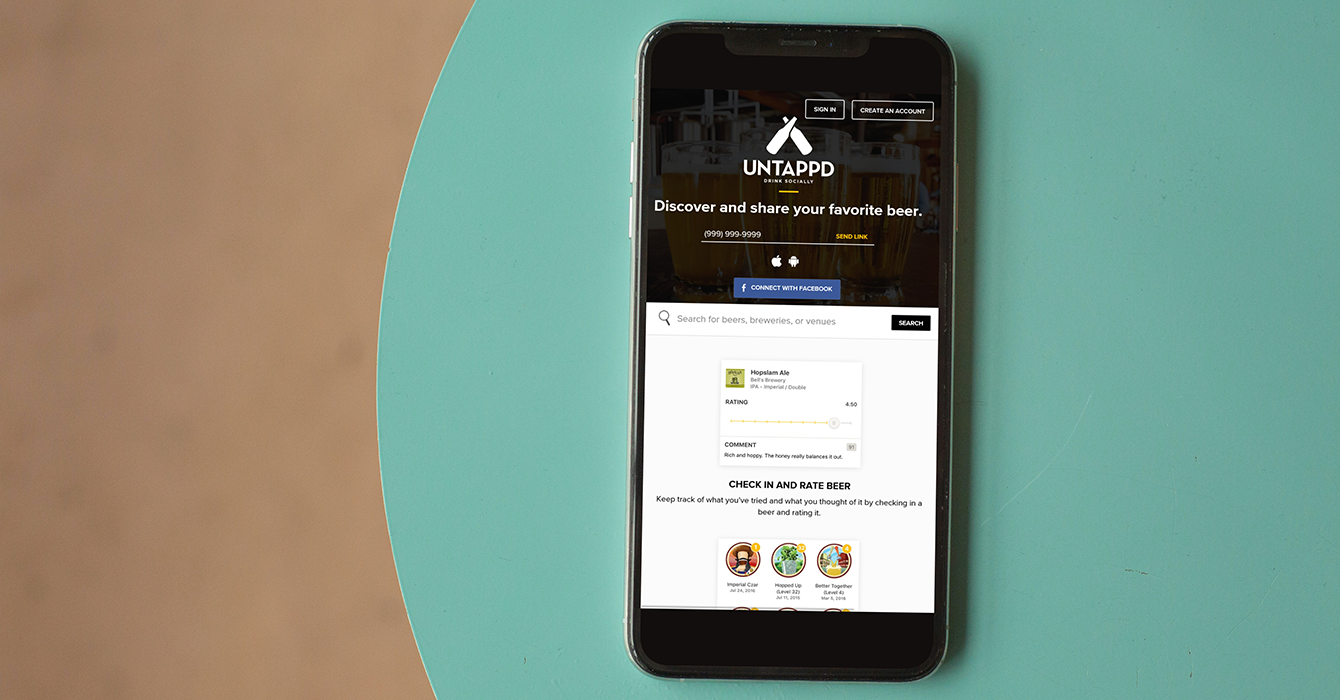 Cellphone showing the Untappd app