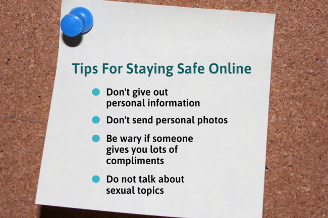 Pinned note for staying safe online.