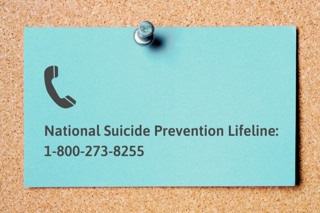 Use the confidential hotline of the National Suicide Prevention Lifeline if you need immediate help: 1-800-273-8255